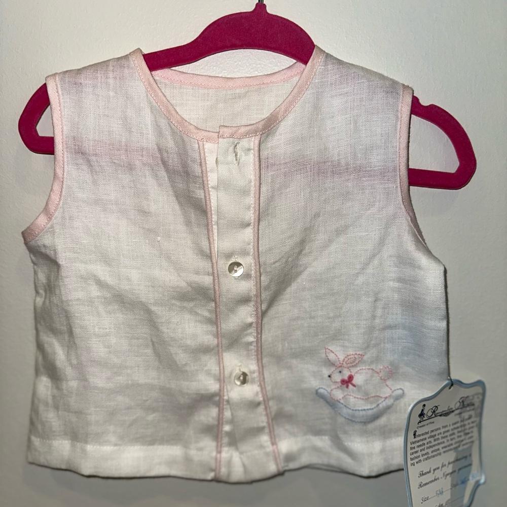 White and Pink Kids Sleeveless Top
